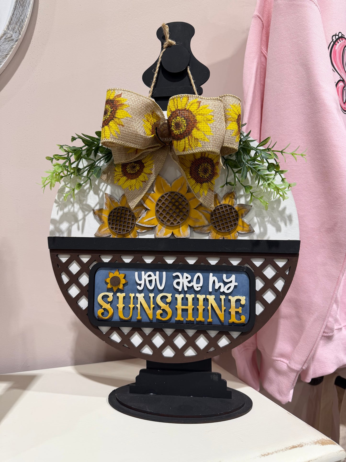 You Are My Sunshine Sunflower Basket Wood Decor
