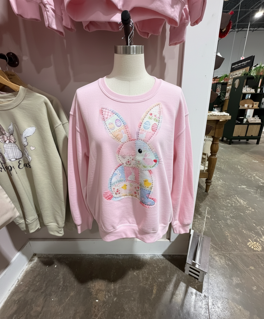 Patchwork Bunny Sweatshirt - DTF Print