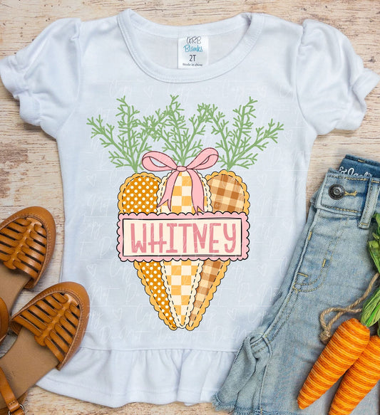 Personalized Easter Carrot Shirt - Custom Name Ruffle Tee