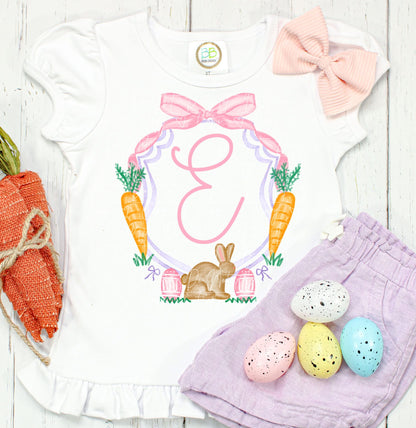 Personalized Easter Ruffle Top - Custom Initial Monogram