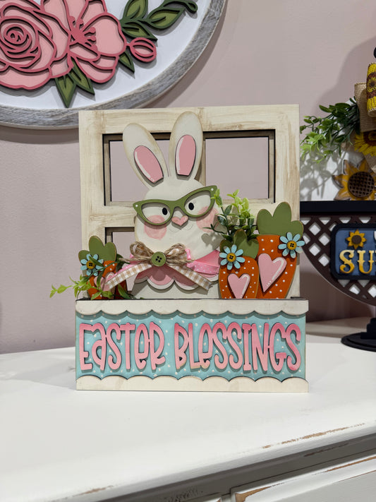 Easter Blessings Bunny Wood Decor Sign