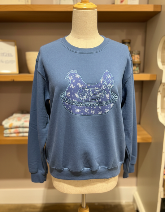 Floral Chicken Embroidered Sweatshirt